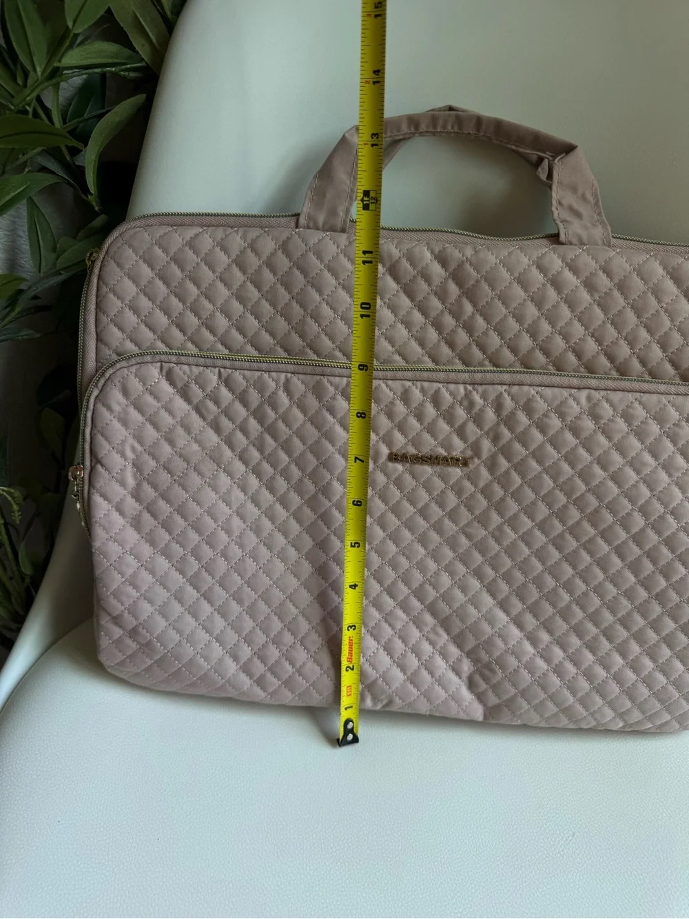 BAGSMART Blush Pink Quilted Laptop Bag 16” Padded Computer Case Work Travel
